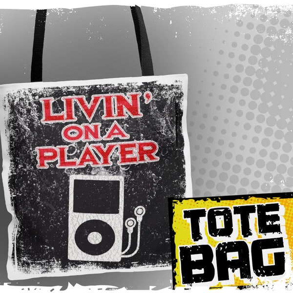 Livin' on a Player Tasche | MP3 | Musik Liebhaber Tasche | Musiker Tasche | Geschenk für Musiker | Musik Tasche | Scheiß auf Plastik!