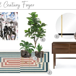 Custom Interior Design | Online Interior Design Service |e-design|Custom Design | Interior Design| Virtual Design |Foyer Design|Mid-Century