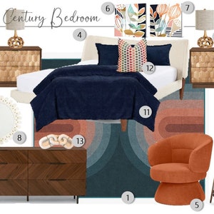 Custom Interior Design | Online Interior Design Service |e-design|Custom Design |Interior Design| Virtual Design |Bedroom Design|Mid-Century