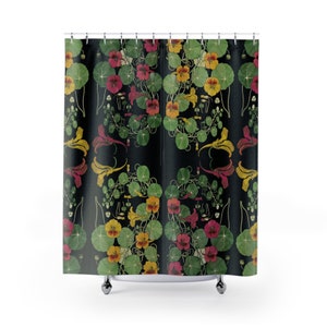 Nasturtium Flowers Art Nouveau Shower Curtain