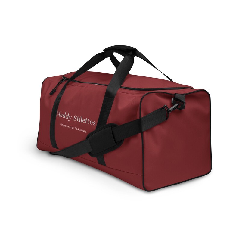 Muddy Stilettos Gym Duffle Bag, Wine Red Weekender Bag, Life Gets Messy Pack Anyway, Travel Bag for Her