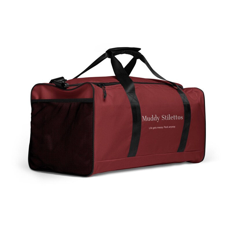Muddy Stilettos Gym Duffle Bag, Wine Red Weekender Bag, Life Gets Messy Pack Anyway, Travel Bag for Her