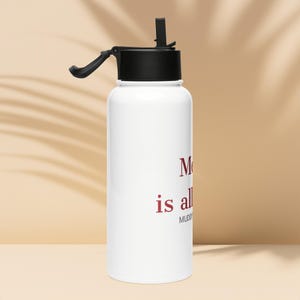 Messy Is Allowed Water Bottle, 32 oz Stainless Steel Bottle with Straw Lid, Muddy Stilettos Gym Bottle, Gift for Her