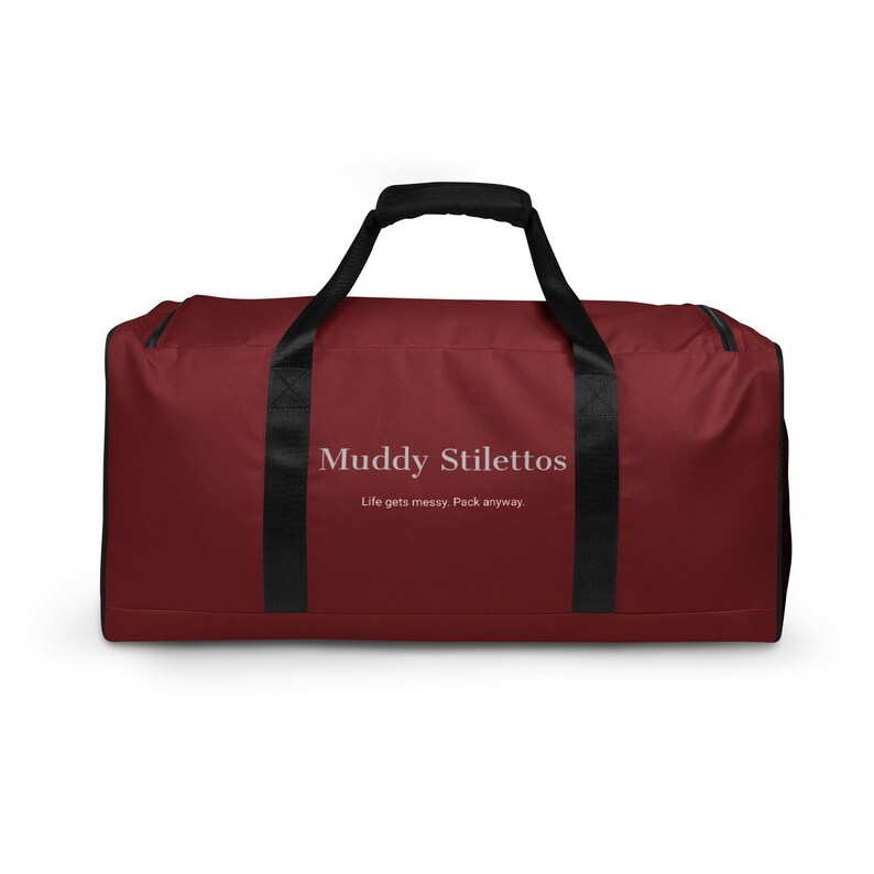 Muddy Stilettos Gym Duffle Bag, Wine Red Weekender Bag, Life Gets Messy Pack Anyway, Travel Bag for Her