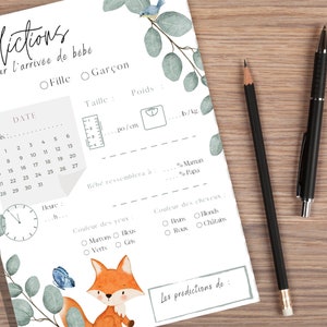 Jeu prédiction bébé pour baby shower français