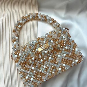 Crystal bead bag, luxury bead bag, Women Bead bag, wedding bag, beaded purse, women handbags, birthday gift for her, luxury mini bag