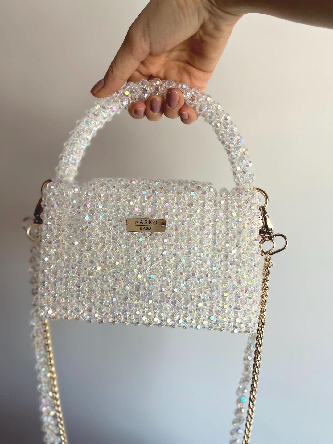 Handmade Crystal Beaded Bag: Elegant Evening Purse - Etsy