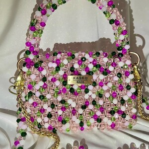 Crystal multicolored beaded bag, luxury bead bag, beaded purse, pearl bag, crystal purse, gift for women, evening shiny bag, unique gift