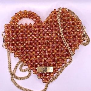 Handmade Crystal Beaded Heart Bag: Luxury Evening Purse