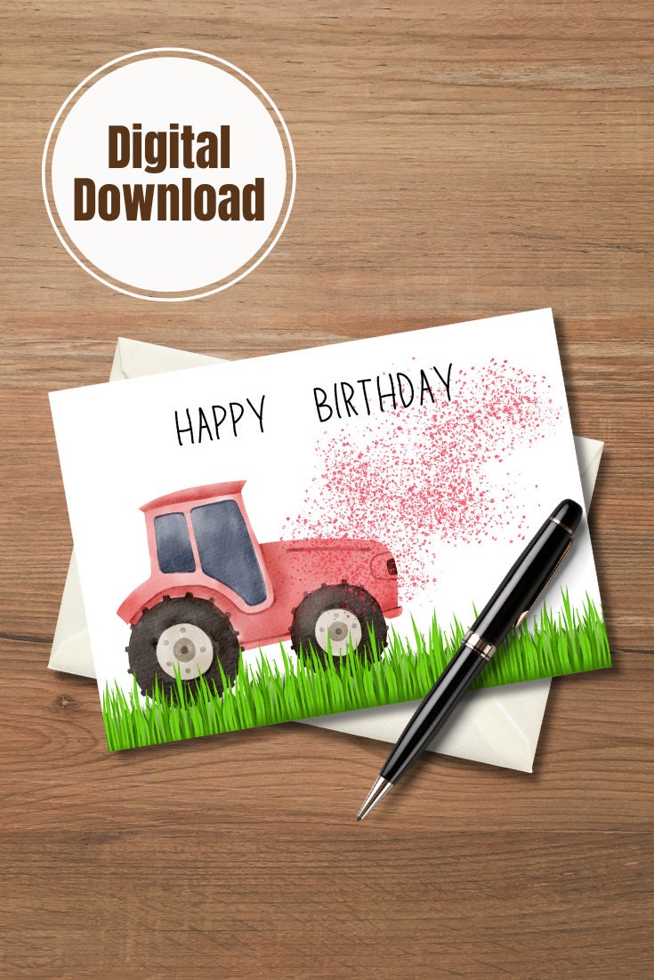 Printable Kids Tractor Birthday Card Boy or Girl's Card - Etsy Australia