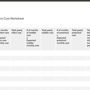 Childcare Budget Worksheet PDF Planning Worksheet Family Expense ...