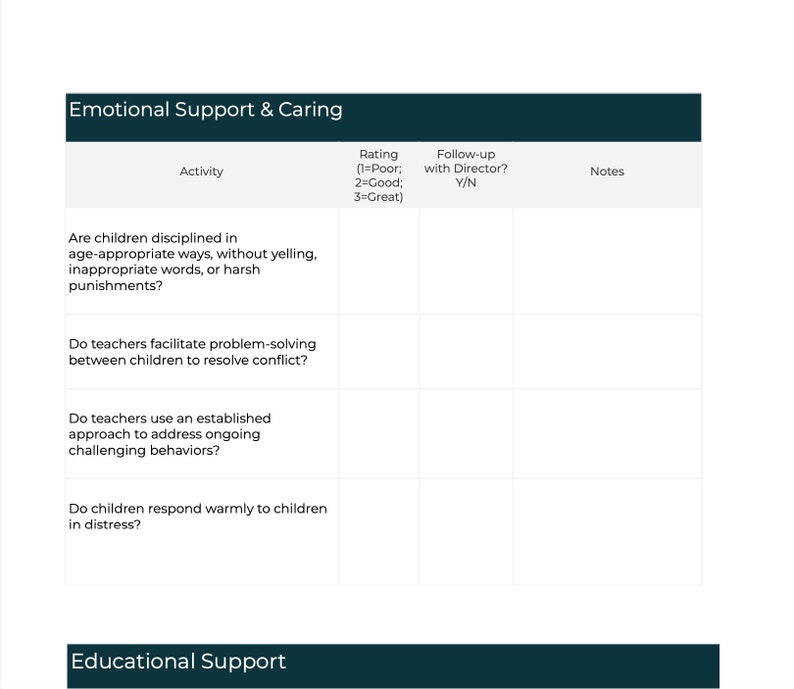 Childcare Tour Checklist & Budget Worksheet (PDF Digital Download) - Etsy