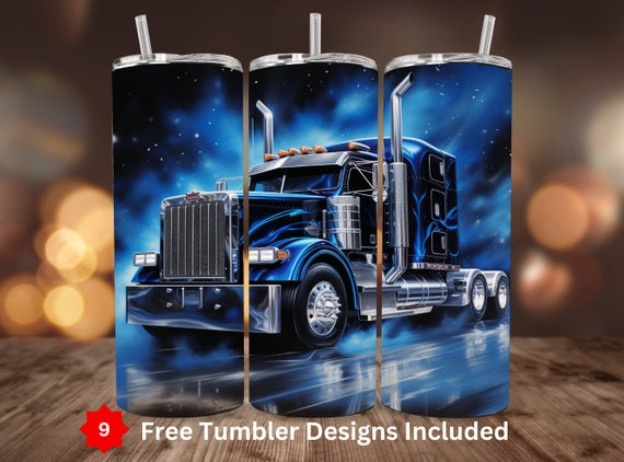 Semi Truck Tumbler Wrap 3D 20 oz Straight Tumbler Sublimation Design Instant Digital Download ONLY Truck Driver Tumbler Wrap Big Rig Trucker