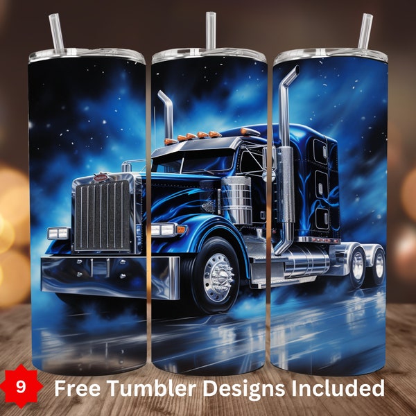 Semi Truck Tumbler Wrap 3D 20 oz Straight Tumbler Sublimation Design Instant Digital Download ONLY Truck Driver Tumbler Wrap Big Rig Trucker