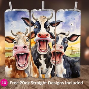 3 Crazy Cows Tumbler Wrap 20oz Skinny Tumbler Sublimation Design Silly Cow Tumbler Wrap 20oz Straight Tumbler Design Digital Download