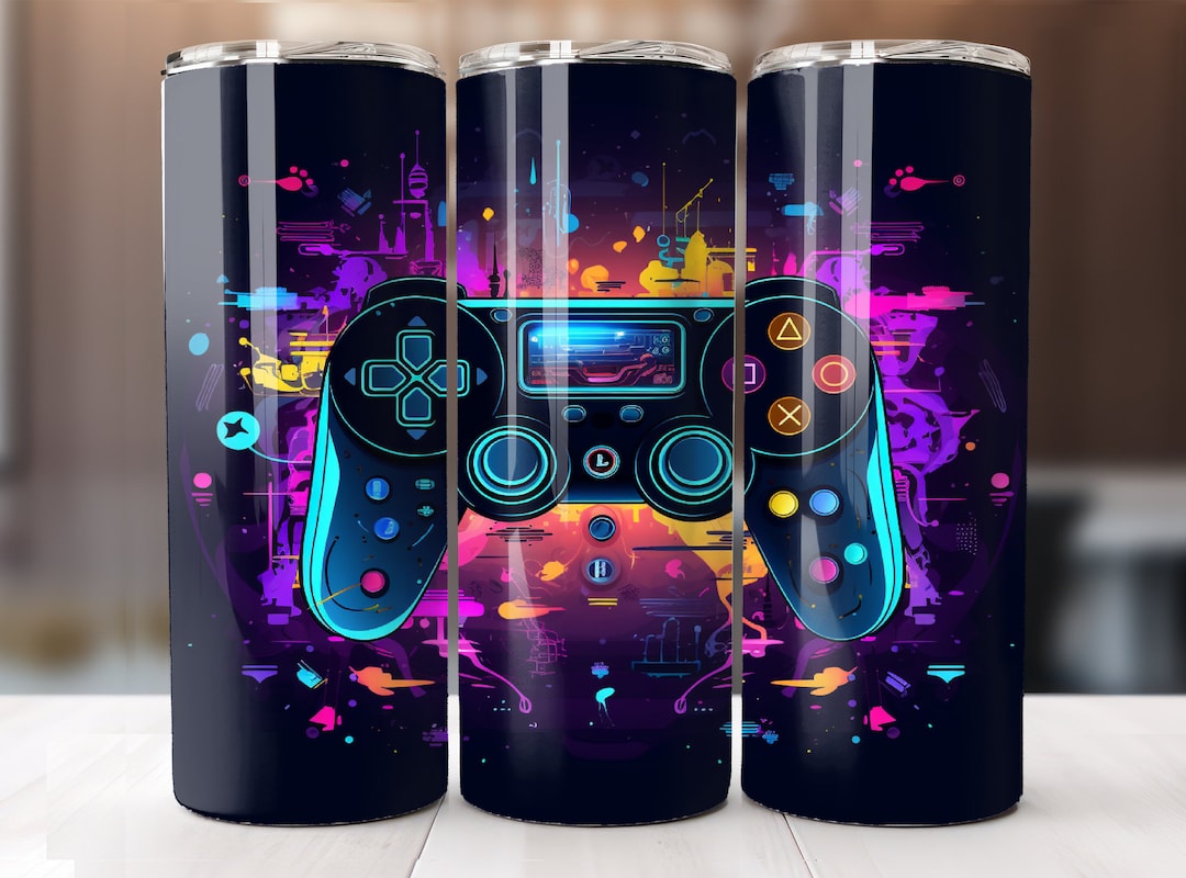 Neon Gamer Tumbler Wrap 20oz Skinny Sublimation Design PNG Video Game ...