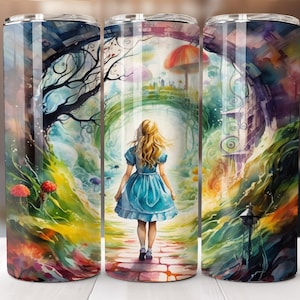 Alice In Wonderland Tumbler Wrap 20 oz Skinny Sublimation Design 20oz Straight Tumbler Wrap PNG, Instant Digital Download Only