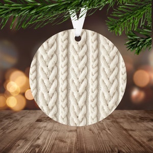 3D Cream Sweater Ornament Sublimation PNG, Instant Digital Download Only, Christmas Round Ornament PNG, Cute Christmas Sweater PNG