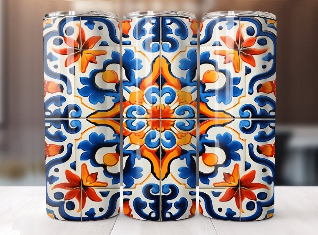 Portuguese Tile Tumbler Wrap 20oz Straight Tumbler Sublimation Etsy