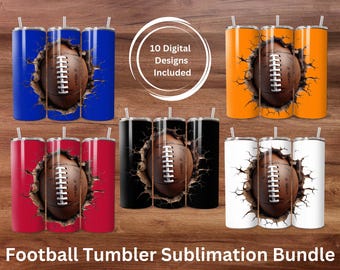 3D Football Tumbler Wrap Bundle 20oz Skinny Tumbler Sublimation Instant Digital Download 20 oz Straight Tumbler PNG Football Season 10 PNGs