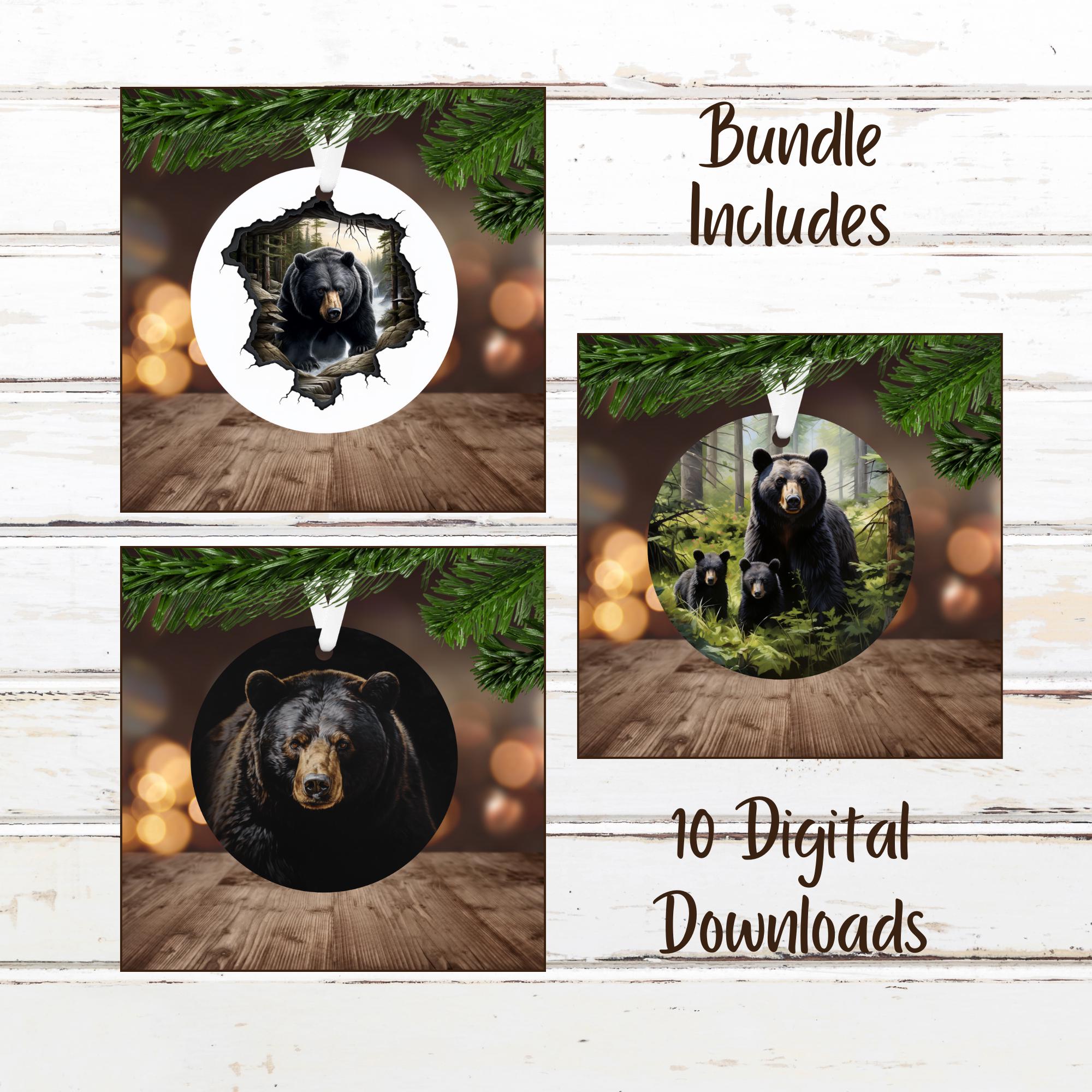 Black Bear Ornament Sublimation Bundle Instant Digital Download ONLY ...