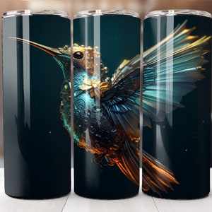 3D Humming Bird Tumbler 20oz Skinny Sublimation Design Digital Download PNG Only 20oz Straight Tumbler 3D Translucent Design