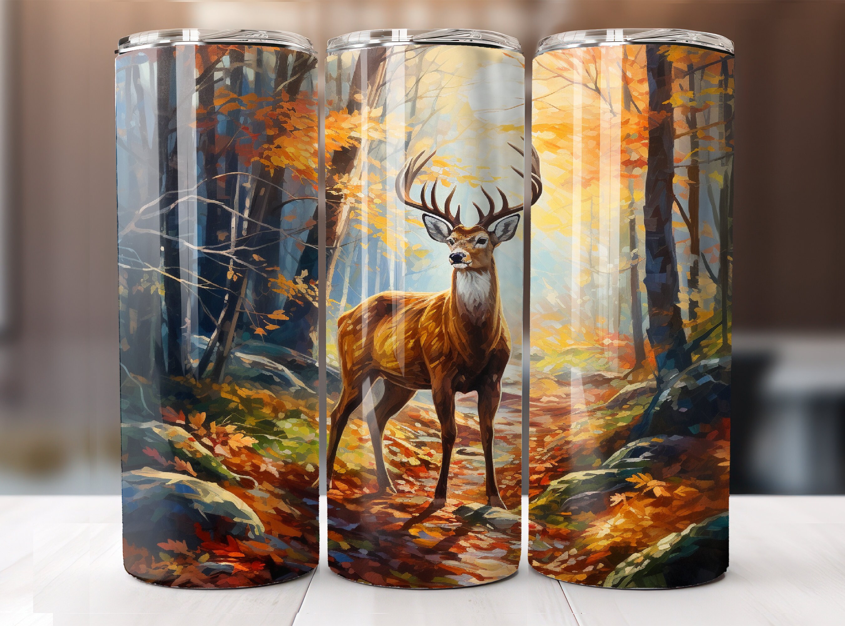 Deer in the Woods Tumbler Wrap 20 Oz Skinny Tumbler Sublimation Design ...