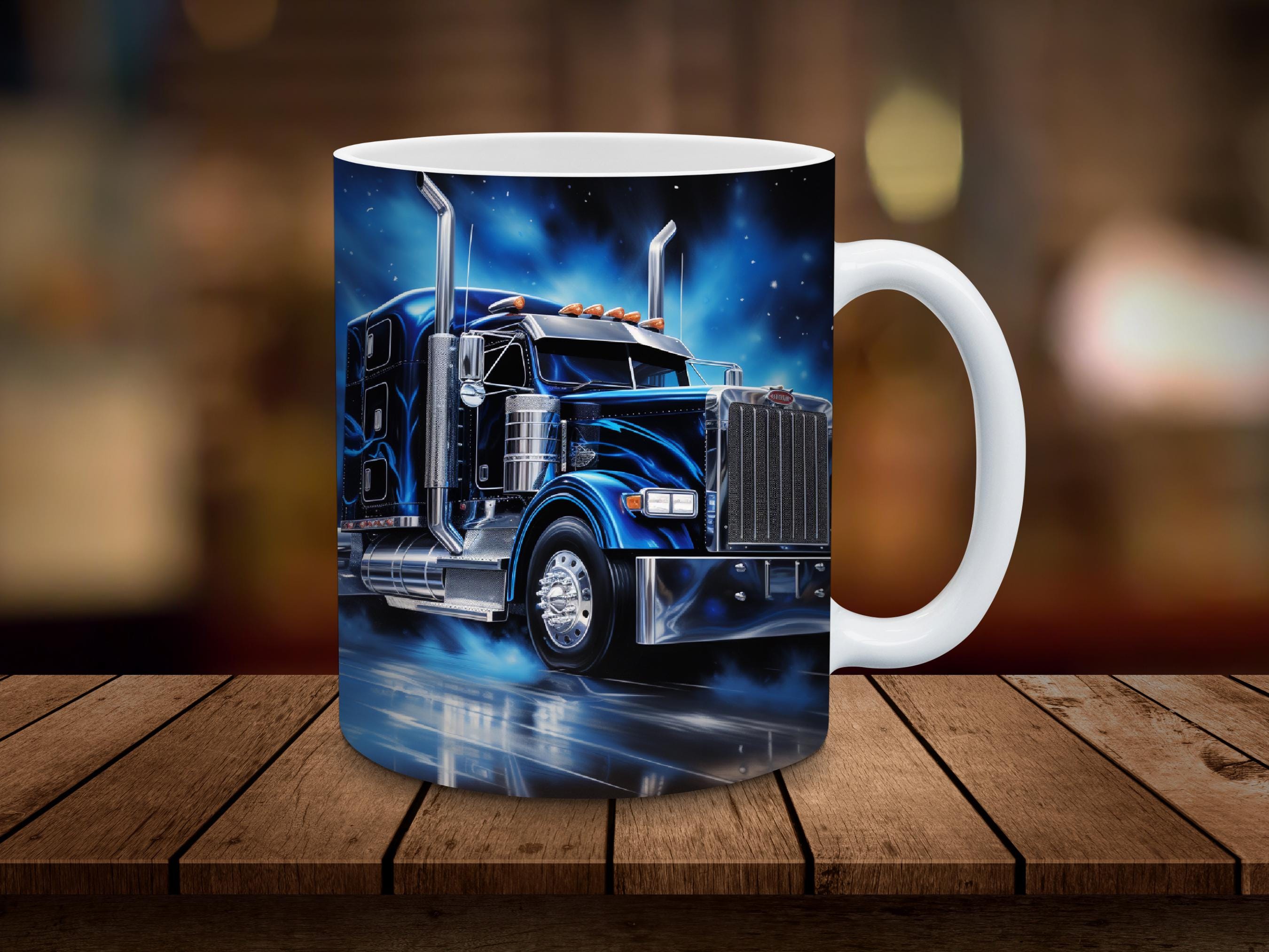 Semi Truck 11oz & 15oz Mug Wrap Design 3D Mug Sublimation Wrap Digital Download ONLY Coffee Mug Design Big Rig Trucker Sublimation Design