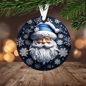 3D Santa Claus Christmas Ornament Sublimation PNG Instant Digital Download Only Christmas Round Ornament PNG Winter Wonderland Ornament PNG