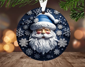 3D Santa Claus Christmas Ornament Sublimation PNG Instant Digital Download Only Christmas Round Ornament PNG Winter Wonderland Ornament PNG