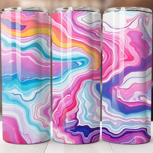 Colorful Agate Geode Tumbler 20oz Straight Sublimation Design Digital Download Only 20oz Skinny Tumbler Wrap PNG