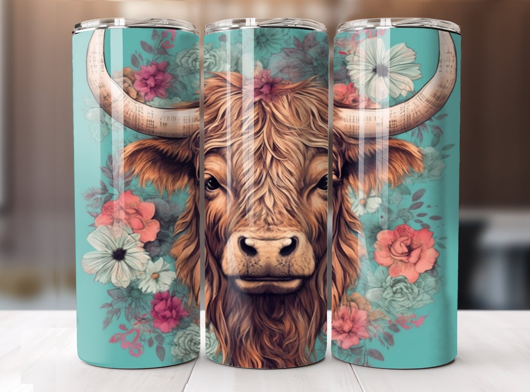 3D Highland Cow Tumbler 20oz Skinny Sublimation Design 3D - Etsy