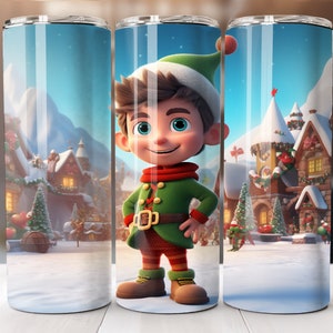 Cute Christmas Elf Tumbler, 20oz Skinny Sublimation Design, Digital Download ONLY, 20oz Straight Wrap PNG, Fun North Pole PNG