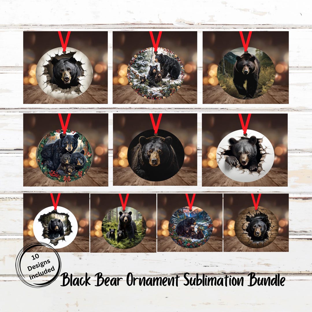 Black Bear Ornament Sublimation Bundle Instant Digital Download ONLY ...