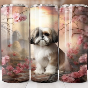 Shih Tzu Dog Tumbler Wrap 20oz Skinny Sublimation Design Instant Digital Download Only 20oz Straight Tumbler Wrap PNG Dog Tumbler
