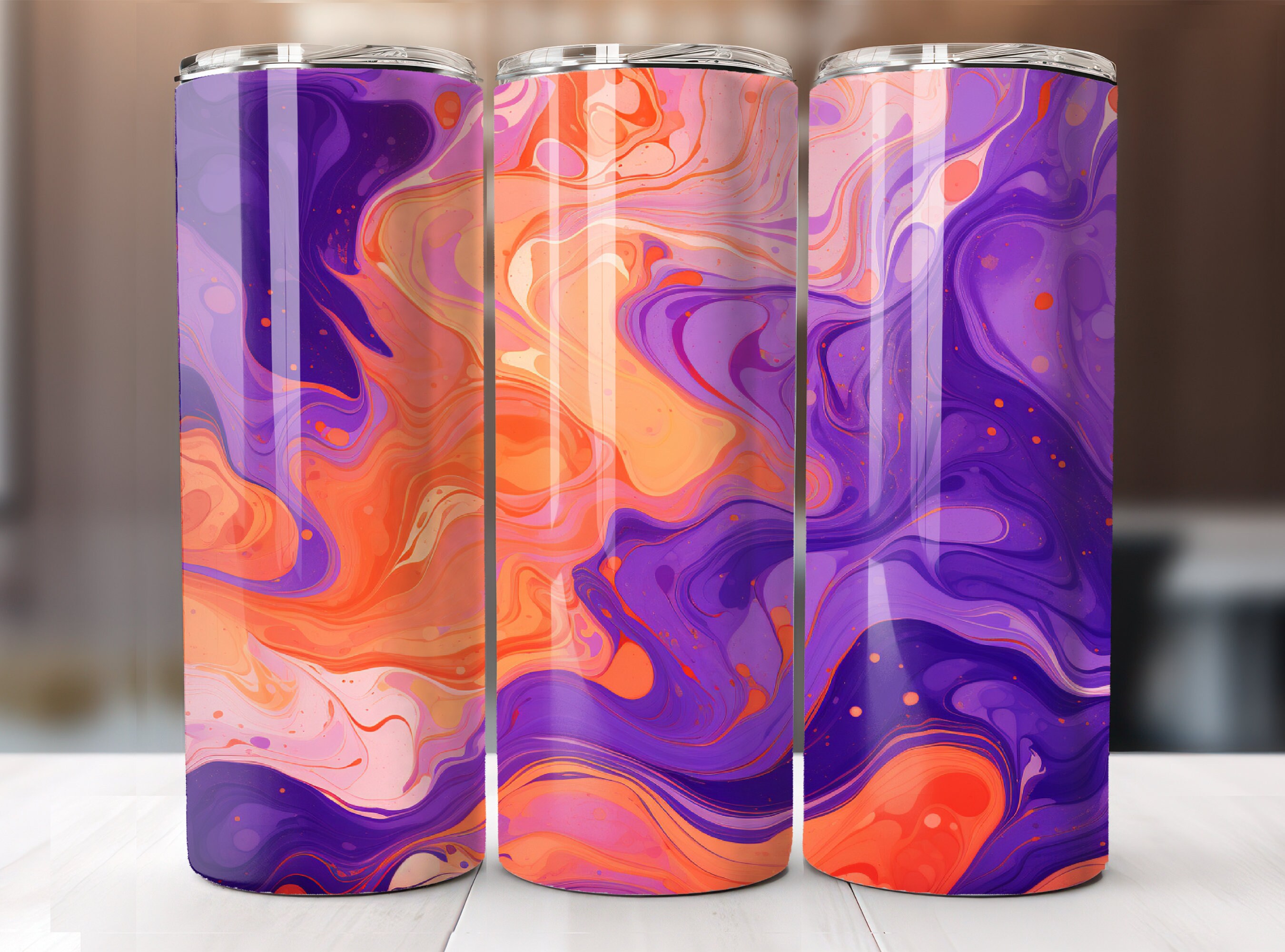Purple & Orange Geode Tumbler Wrap 20oz Straight Sublimation Design Digital Download Only 20oz Skinny Tumbler Wrap PNG