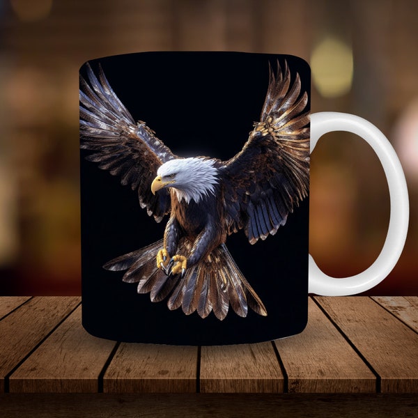 3D Bald Eagle 11oz & 15oz Mug Wrap Design 3D Mug Sublimation Digital Download ONLY Coffee Mug Design Sublimation Design Instant Download
