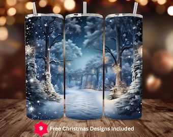 Christmas Winter Wonderland Tumbler Wrap 20oz Skinny Sublimation Design Digital Download ONLY 20oz Straight Tumbler Wrap PNG