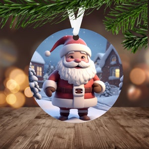 Santa Claus Ornament Sublimation PNG, Instant Digital Download Only, Christmas Round Ornament PNG, North Pole Ornament PNG