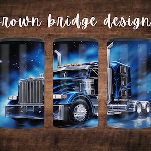 Semi Truck 4 in 1 Can Cooler Sublimation Wrap 18 wheeler Sublimation Can Holder PNG Truck Driver Digital Download 4-in-1 Big Rig Trucker PNG
