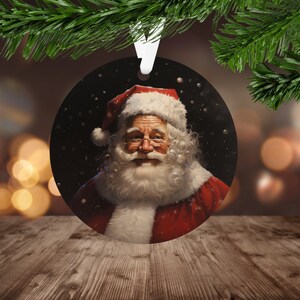Vintage Santa Ornament Sublimation PNG, Instant Digital Download Only, Christmas Round Ornament PNG, Jolly Santa PNG