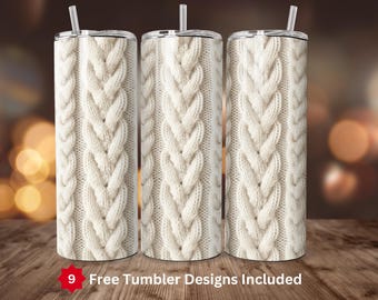 3D Cream Christmas Sweater Tumbler Wrap 20oz Skinny Sublimation PNG Digital Download ONLY 20oz Tumbler Wrap PNG Cozy Holiday Sweater