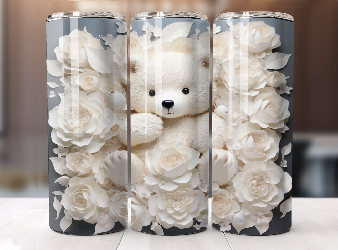3D Teddy Bear Tumbler 20oz Skinny Sublimation Design Instant Digital ...