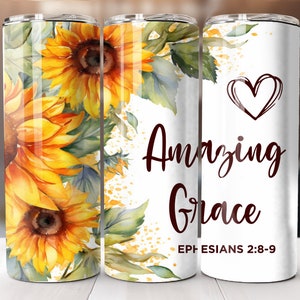 Christian Tumbler Amazing Grace 20oz Skinny Sublimation Design Affirmation PNG Digital Download Only 20oz Straight Wrap Bible Verse PNG