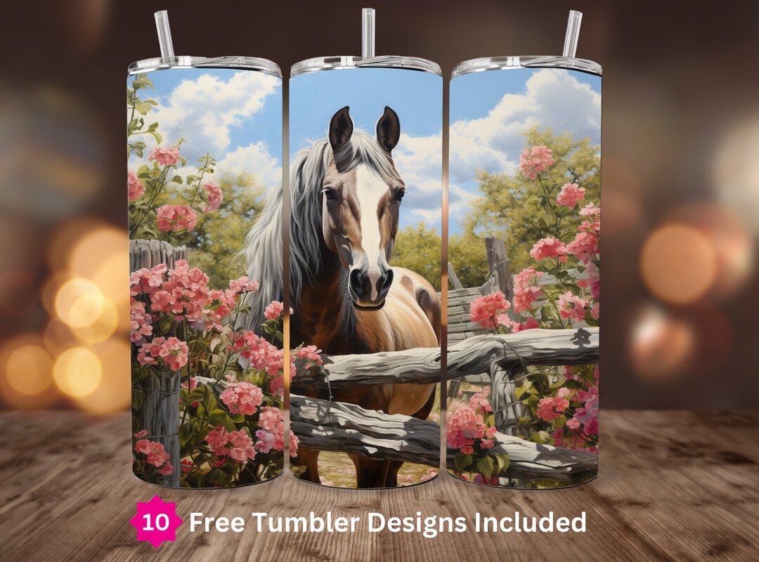 Horse Tumbler Wrap PNG 20oz Skinny Sublimation Design Horse PNG 20oz ...