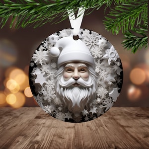 3D Santa Ornament Sublimation PNG, Instant Digital Download Only, Christmas Round Ornament PNG, Winter Wonderland, Santa Claus Ornament PNG