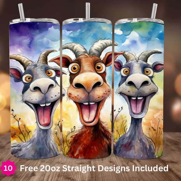 3 Crazy Goats Tumbler Wrap 20oz Skinny Tumbler Sublimation Design Silly Farm Animal Wrap 20oz Straight Tumbler Design Digital Download ONLY