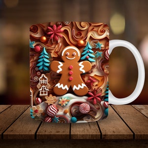 SteFik Gingerbread man Cup Christmas gift 2023 mug gift with handle large  household ceramic cups.