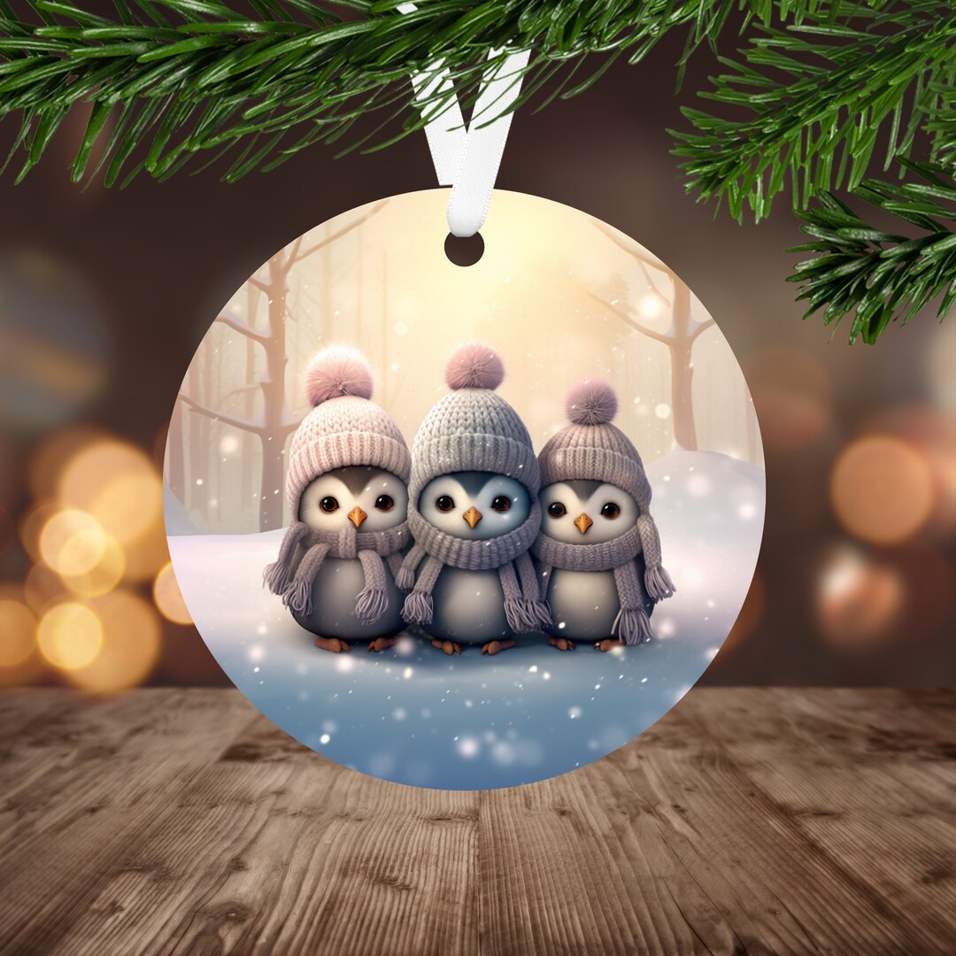 3D Cute Penguins Ornament Sublimation PNG, Instant Digital Download