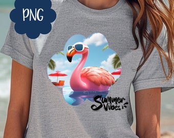 Fun Summer Vibes PNG Sublimation Design Digital Download Only Flamingo Clipart Heart Shaped Summer Fun tshirt png Crazy Flamingo design